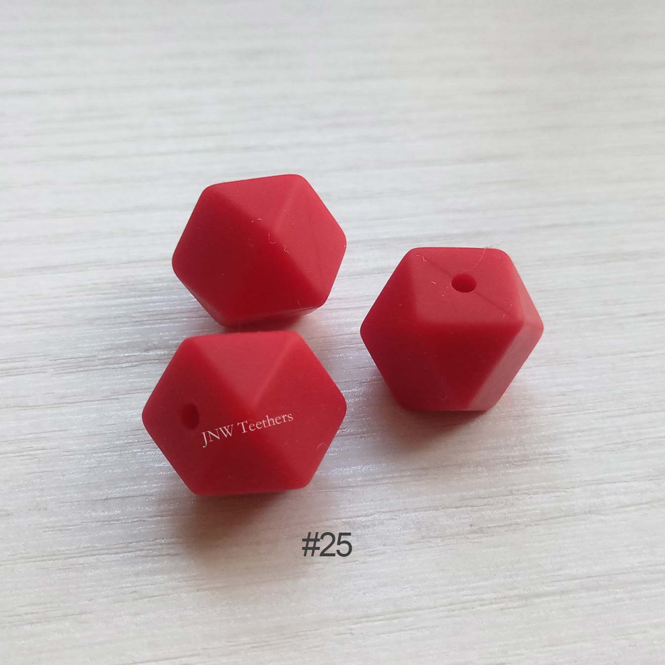 14mm &17mm Scarlet Red  Silicone Hexagon Beads