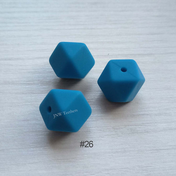 14mm &17mm  Deep Sky Blue Silicone Hexagon Beads