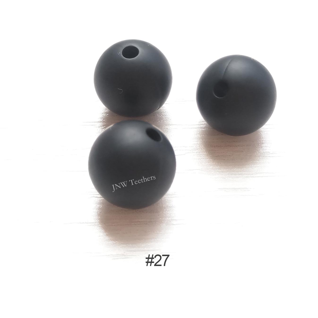 27 Black silicone round beads 9mm 12mm 15mm
