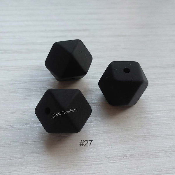 14mm &17mm  Black Silicone Hexagon Beads