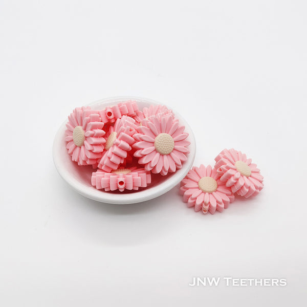 29mm pink daisy silicone focal beads