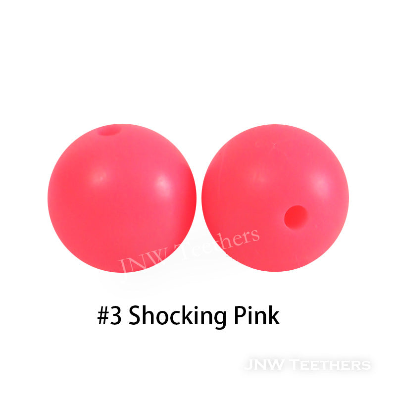 JNWTeethers 9mm silicone round beads shocking pink