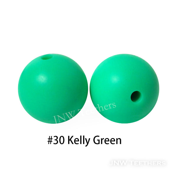 JNWTeethers 9mm silicone round beads Kelly Green