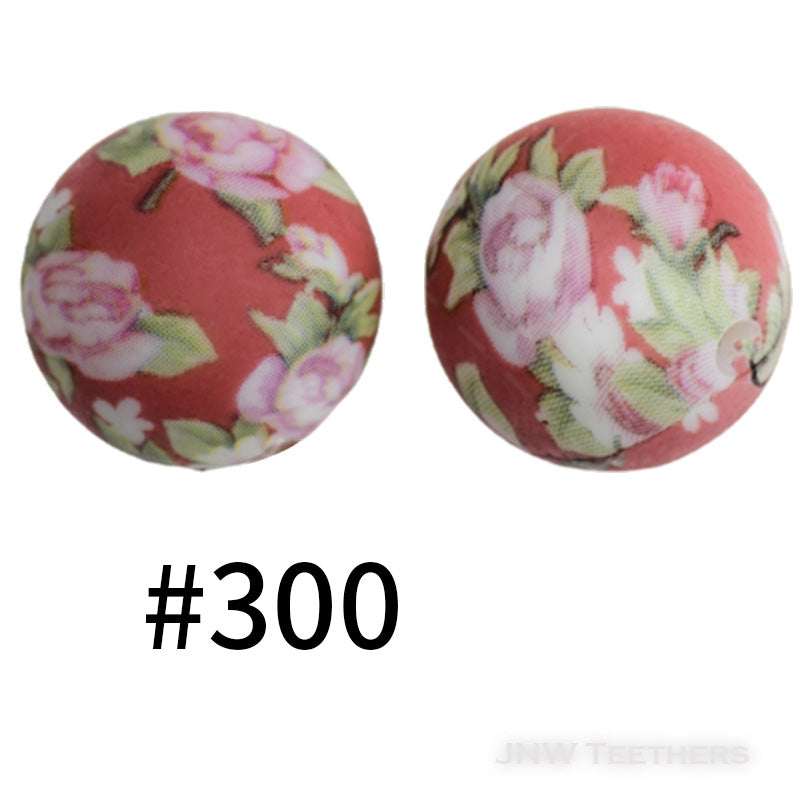 15mm Silicone Printed Rounds - 5 Beads