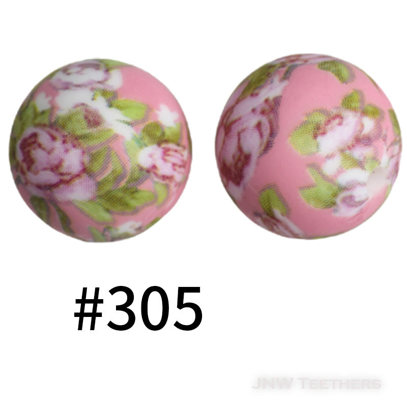 15mm Silicone Printed Rounds - 5 Beads