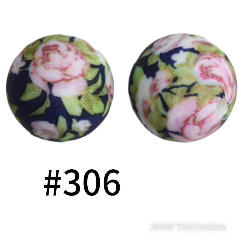 15mm Silicone Printed Rounds - 5 Beads