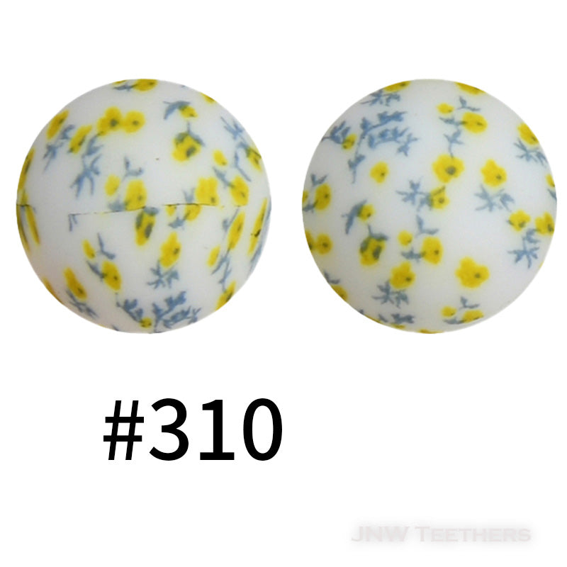 15mm Silicone Printed Rounds - 5 Beads