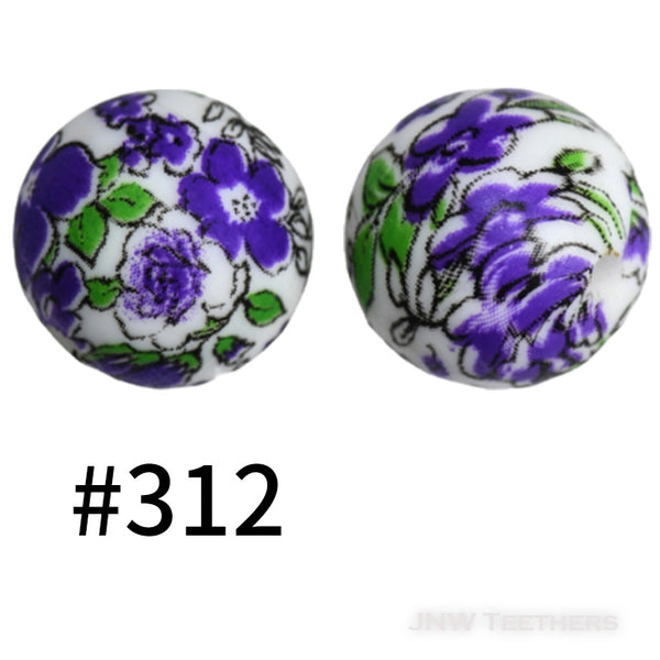 15mm Silicone Printed Rounds - 5 Beads