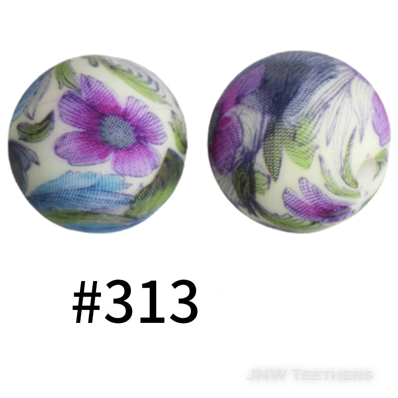 15mm Silicone Printed Rounds - 5 Beads