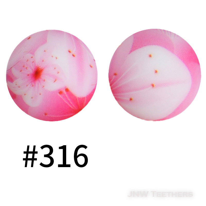 15mm Silicone Printed Rounds - 5 Beads