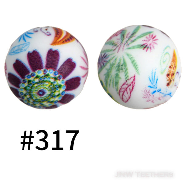 15mm Silicone Printed Rounds - 5 Beads