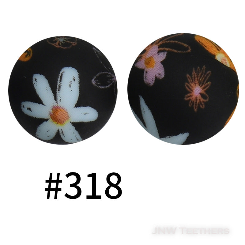 15mm Silicone Printed Rounds - 5 Beads