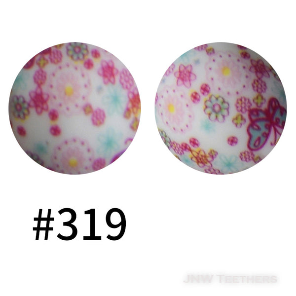 15mm Silicone Printed Rounds - 5 Beads