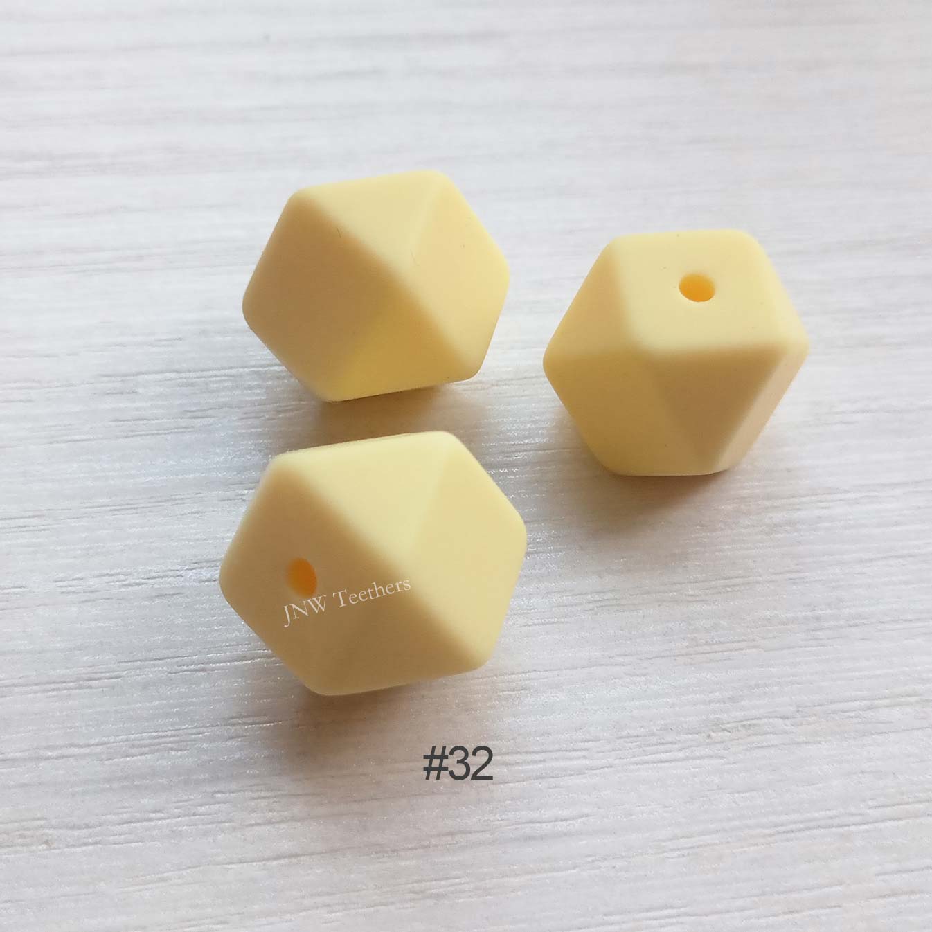 14mm &17mm Custard Silicone Hexagon Beads