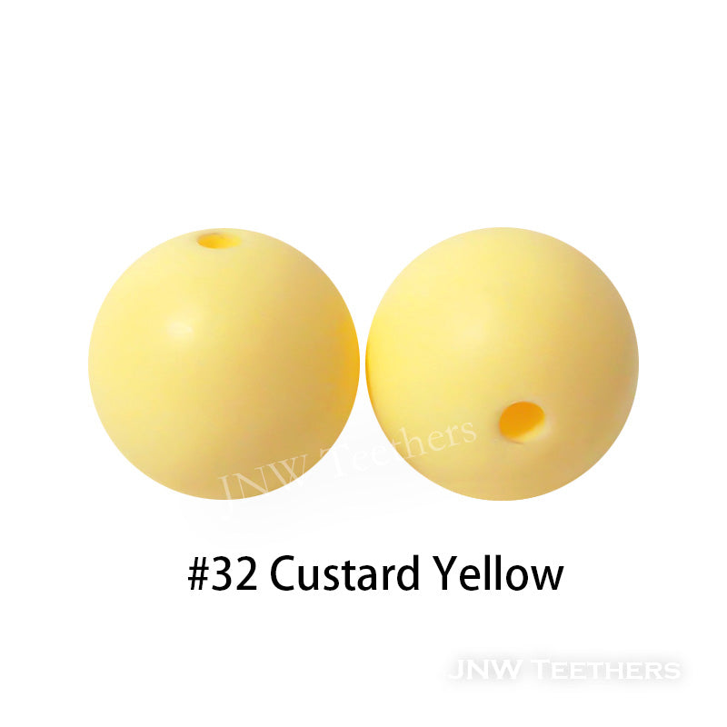JNWTeethers 12mm silicone round beads custard yellow