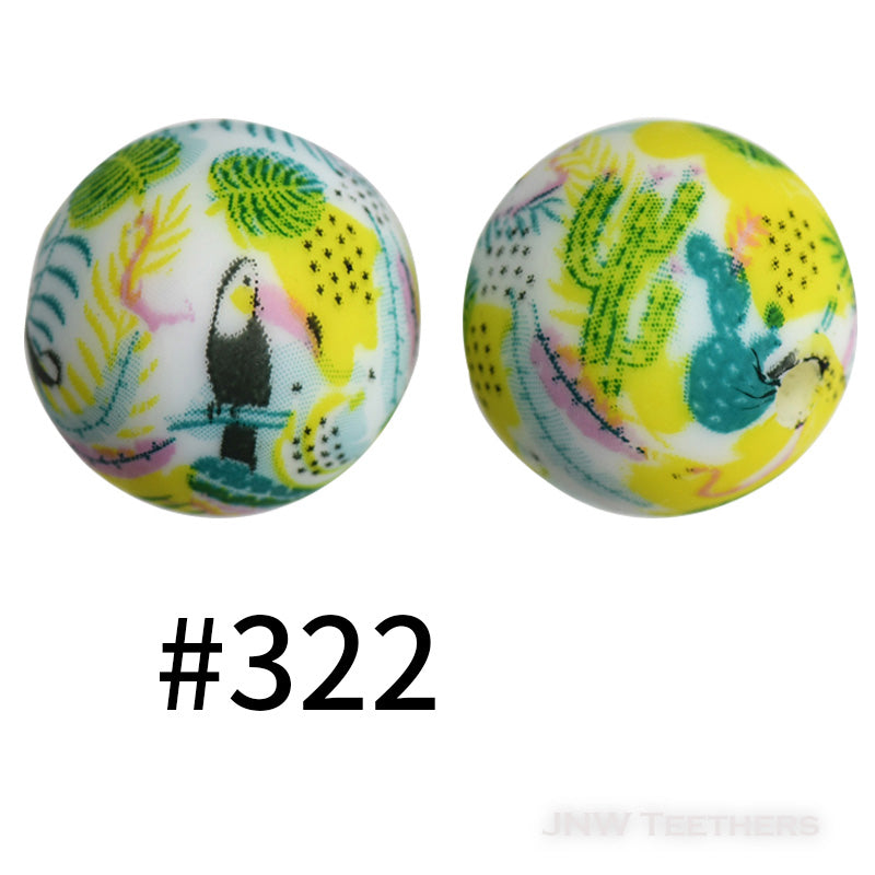 15mm Silicone Printed Beads