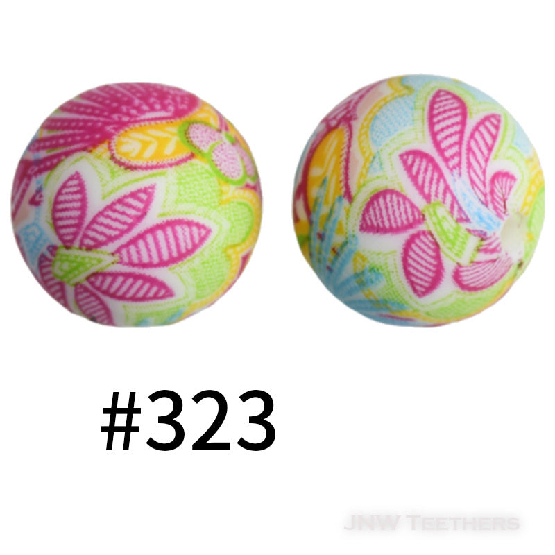 15mm Silicone Printed Rounds - 5 Beads