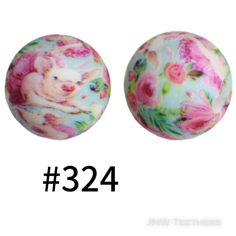 15mm Silicone Printed Rounds - 5 Beads