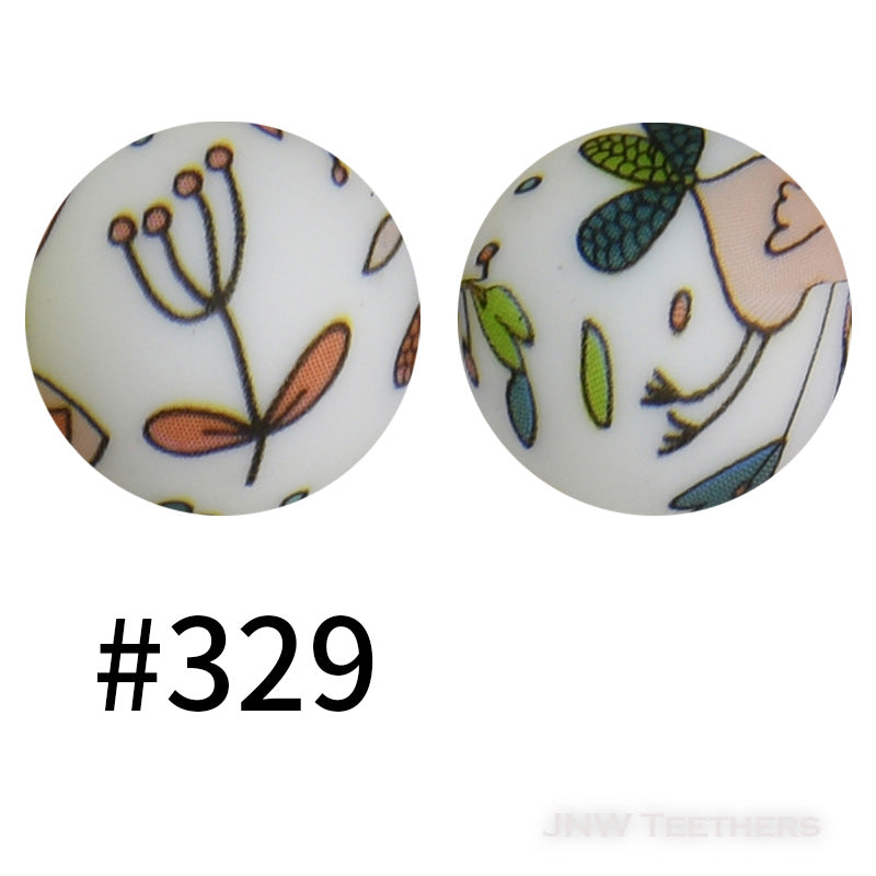 15mm Silicone Printed Rounds - 5 Beads