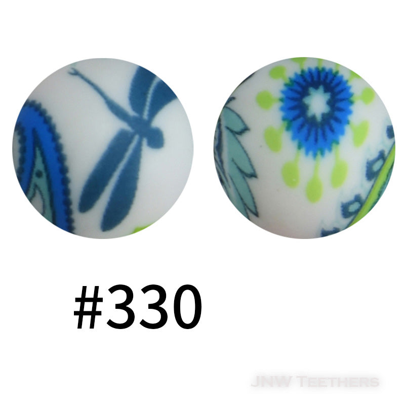 15mm Silicone Printed Rounds - 5 Beads