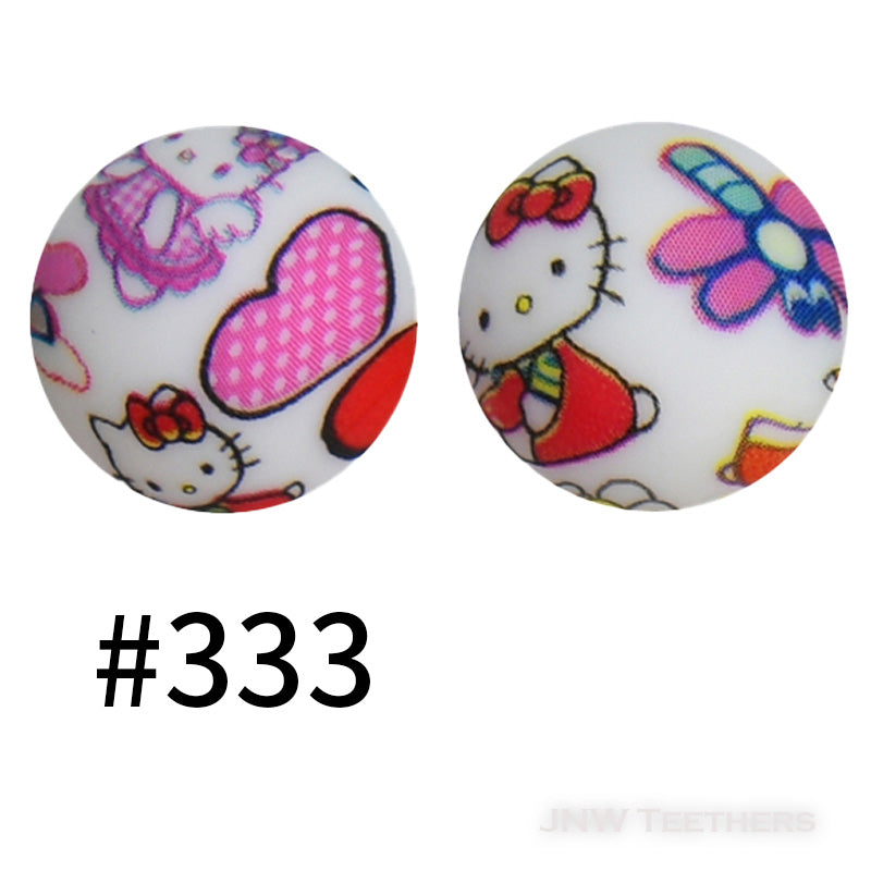 Printed Silicone Round Beads #333