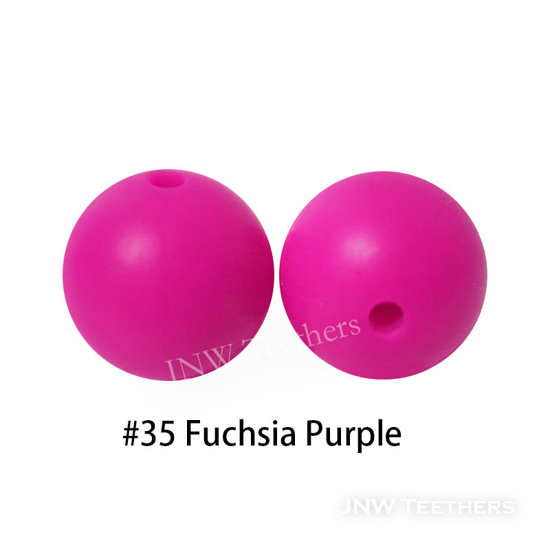 JNWTeethers 9mm silicone round beads fuchsia purple