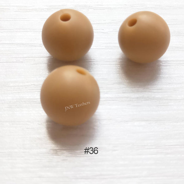 36 Oak bull silicone round beads 9mm 12mm 15mm