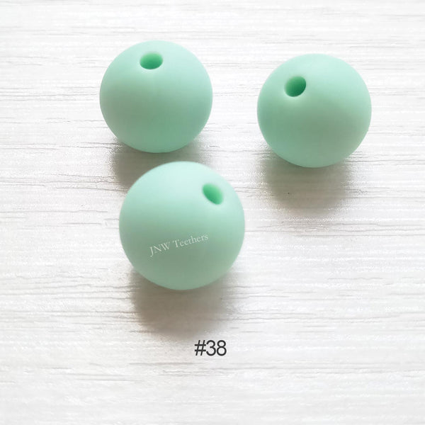 38 Mint green silicone round beads 9mm 12mm 15mm
