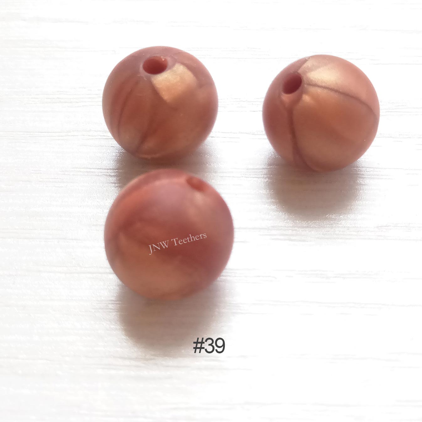 39 Copper silicone round beads 9mm 12mm 15mm