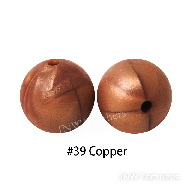 JNWTeethers 12mm silicone round beads copper color