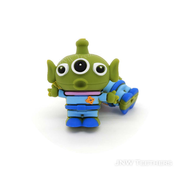 3D 3 eyes green monster silicone focal beads