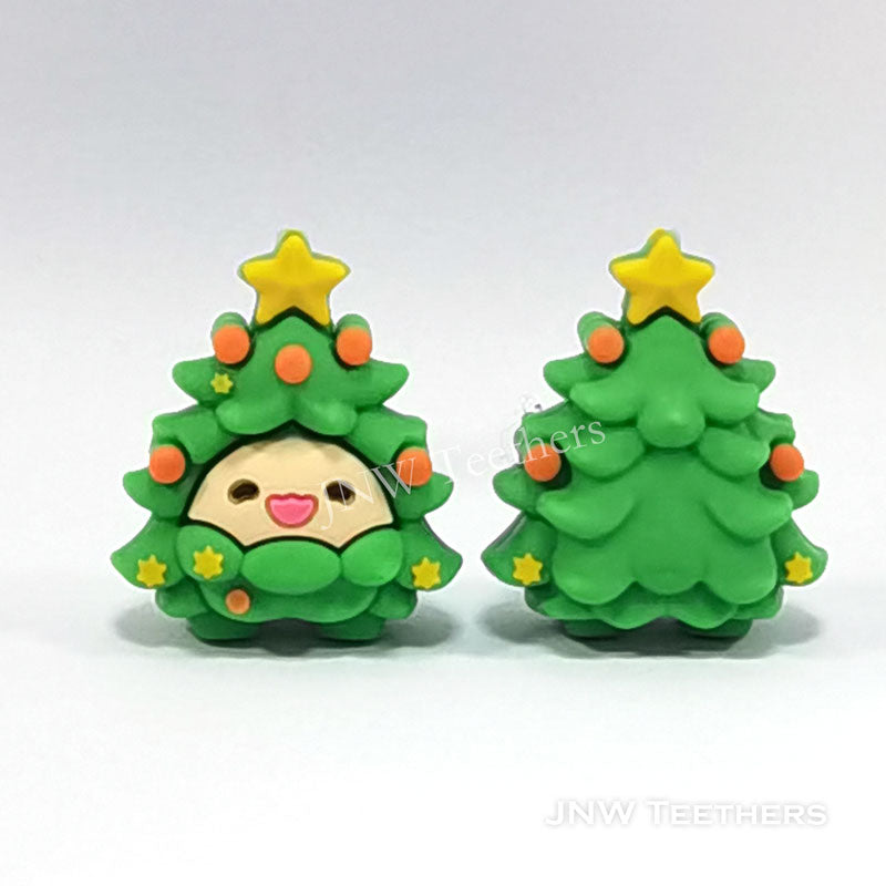 3D baby face Christmas tree silicone focal beads