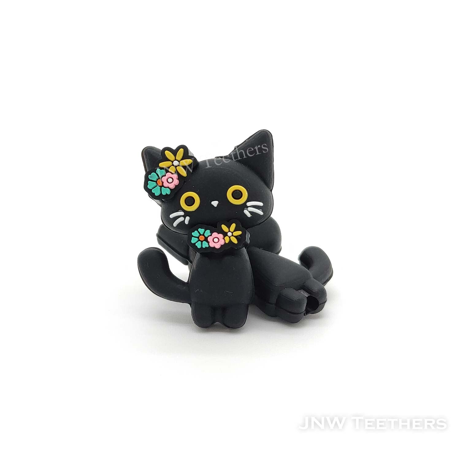 3D Black Cat Floral silicone focal beads