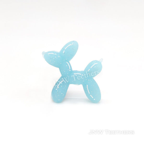 3D Balloon dog silicone focal beads blue