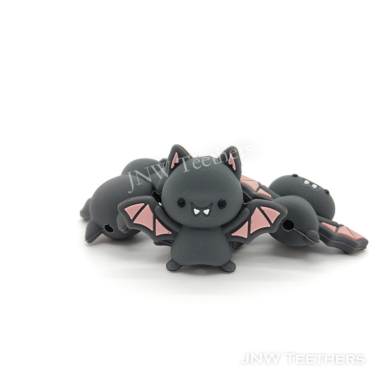 3D gray bat silicone focal beads