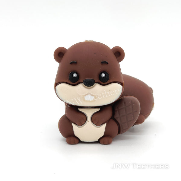 3D beaver silicone focal beads