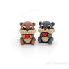 3D beaver with red heart silicone focal beads