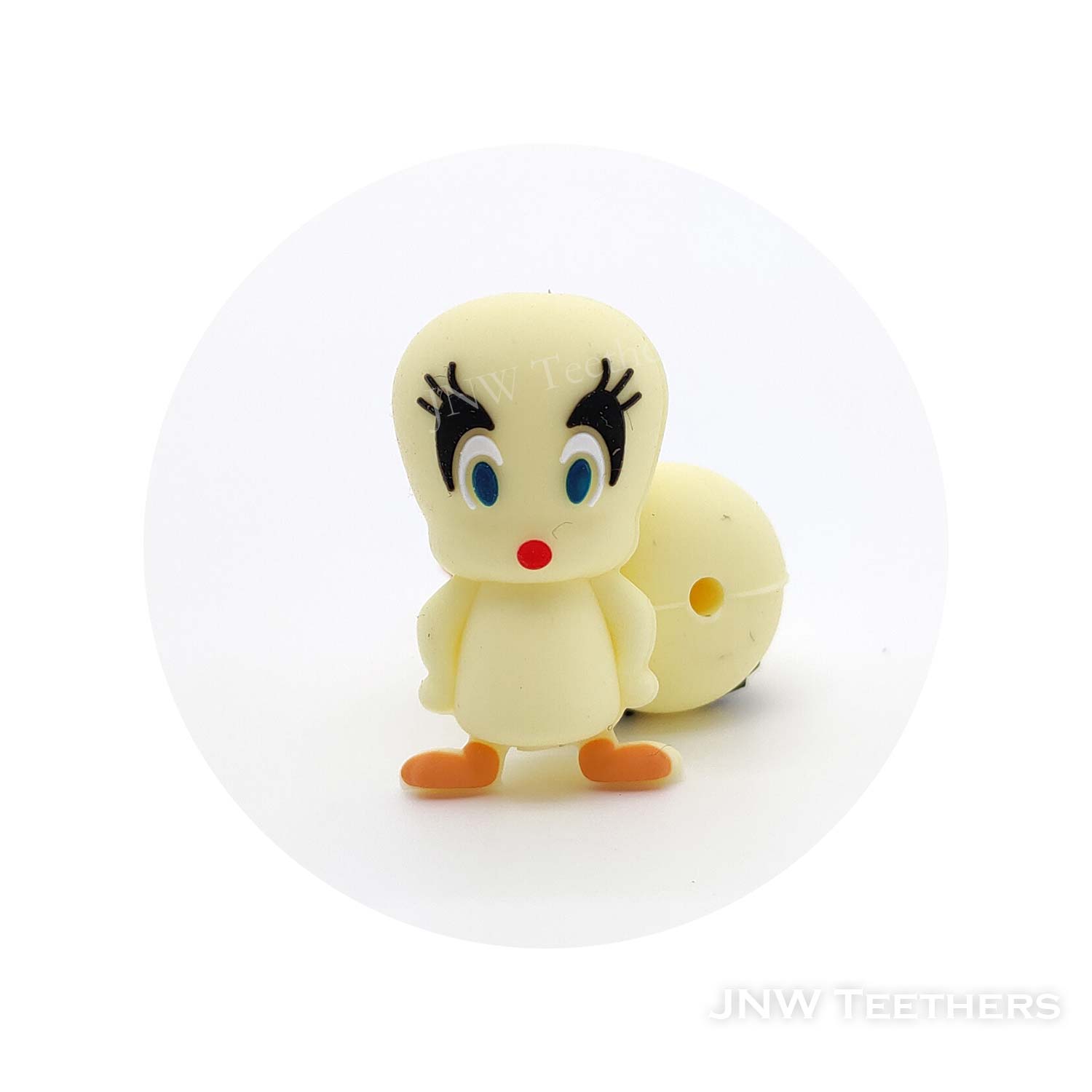 3D bird silicone focal beads cream yellow