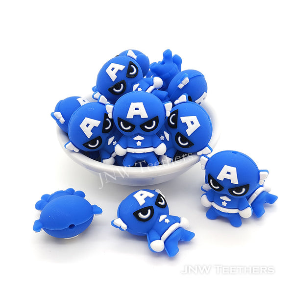 3D blue captain silicone focal beads