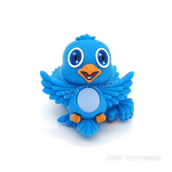 3D blue parrot silicone focal beads