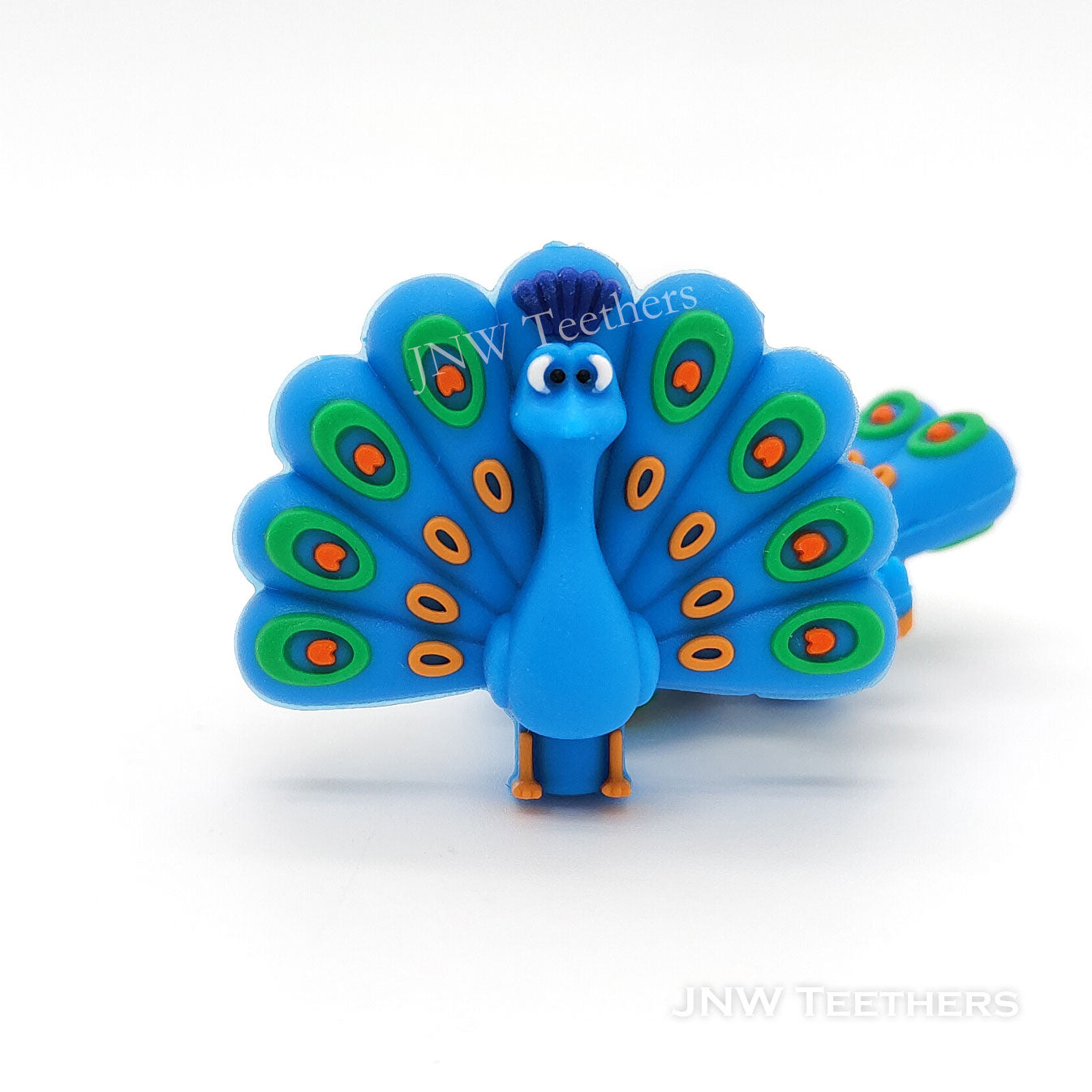 3D blue peacock silicone focal beads