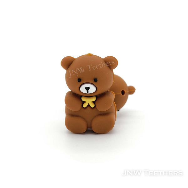 3D brown bear silicone focal beads