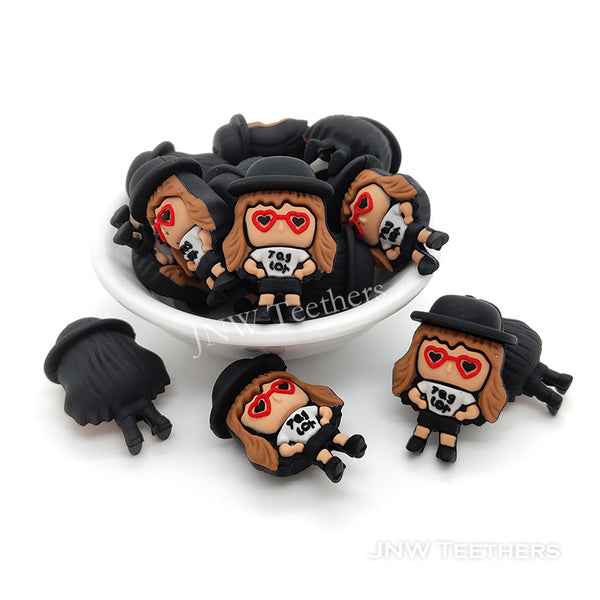 3D brown hair girl Taylor silicone focal beads