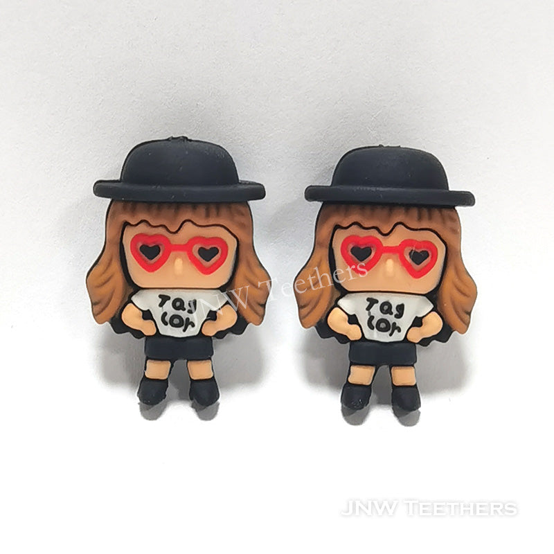 3D brown hair girl Taylor silicone focal beads