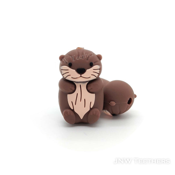 3D brown otter silicone focal beads