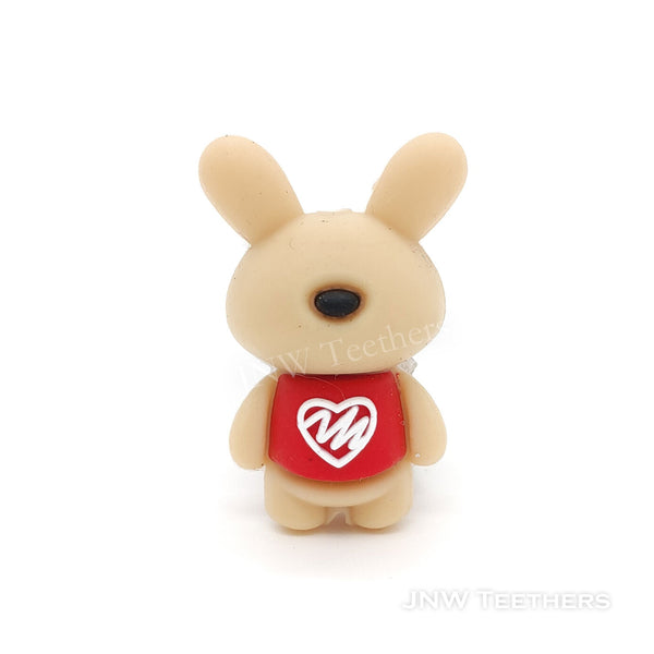 3D Bunny doll silicone focal beads beige