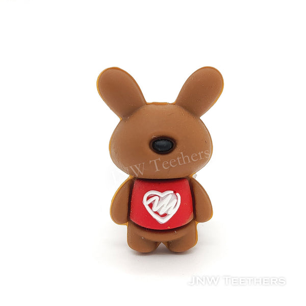 3D Bunny doll silicone focal beads brown