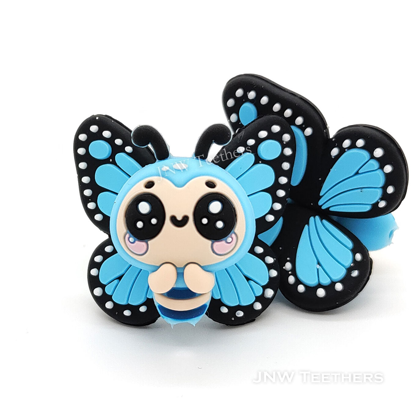 3D butterfly silicone focal beads blue
