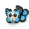 3D butterfly silicone focal beads blue
