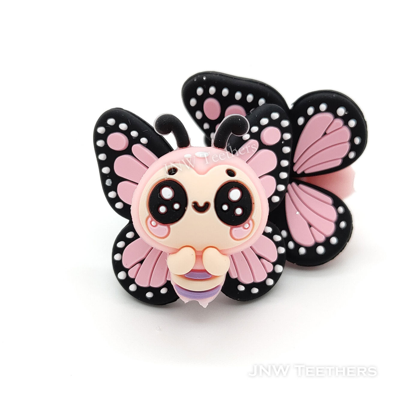 3D butterfly silicone focal beads pink
